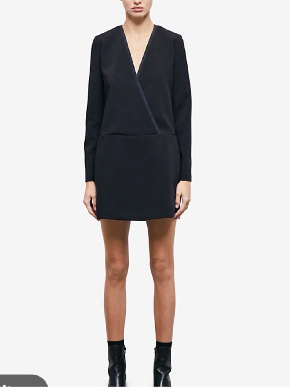 NWT The Kooples Crossover Drop Waist Mini Dress, Size Med Black Lined Stretch